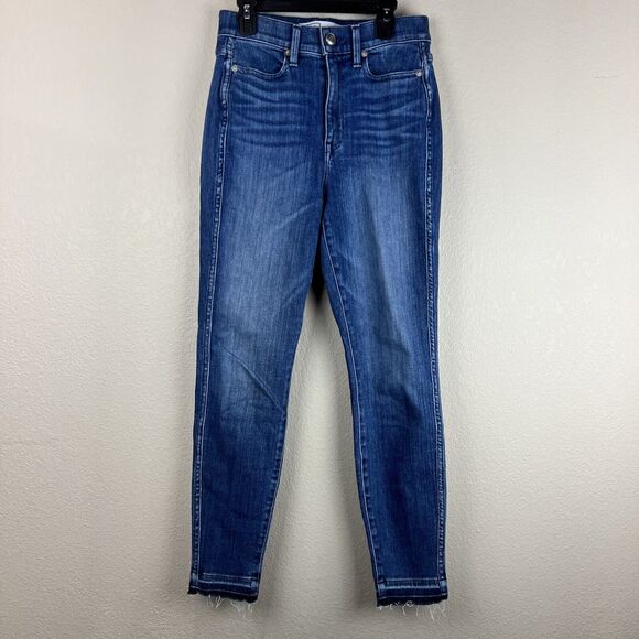 Ayr Jeans Women‎ 26 The Riser Medium Wash High Rise Skinny Jeans Raw Hem - Picture 1 of 14